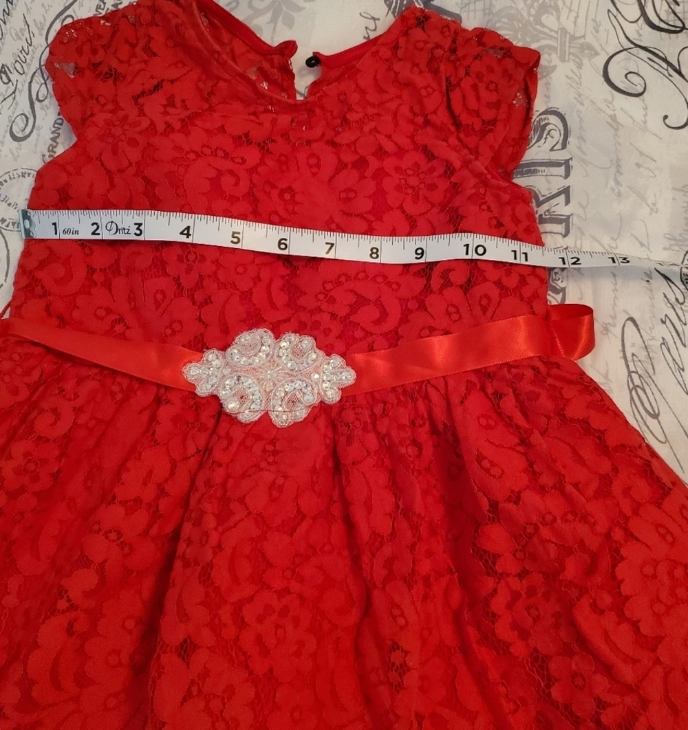 Rare Editions Lace Red Dress Size 5T - Picture 5 of 10